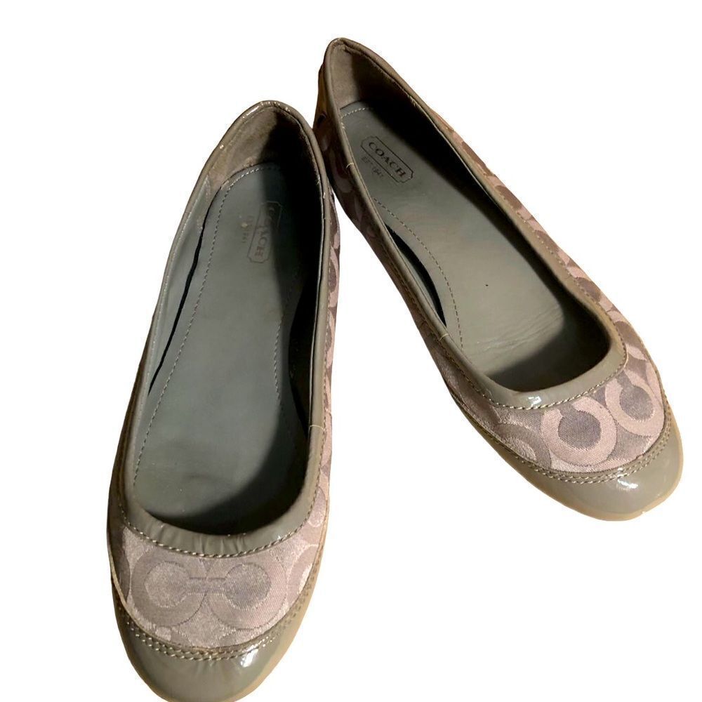 Coach True Logo Signature Loafer Flat Slip on Canvas Leather 8.5B Gray